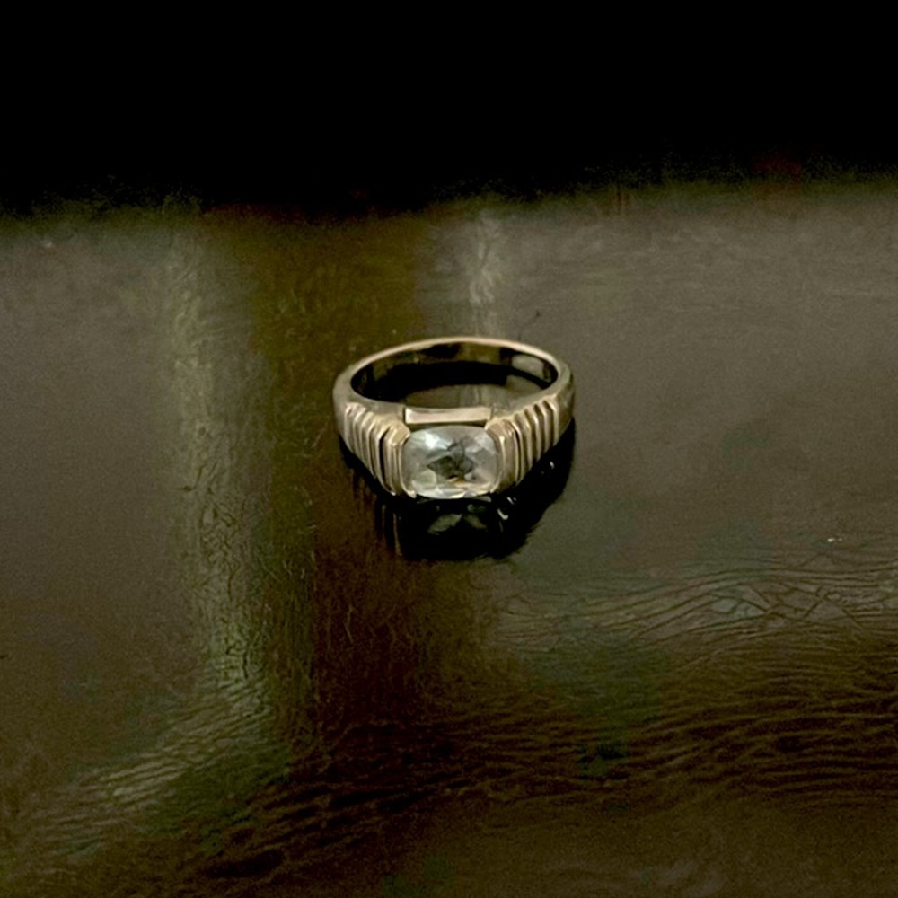 Sterling Silver and Aquamarine Ring. Size 5.5.